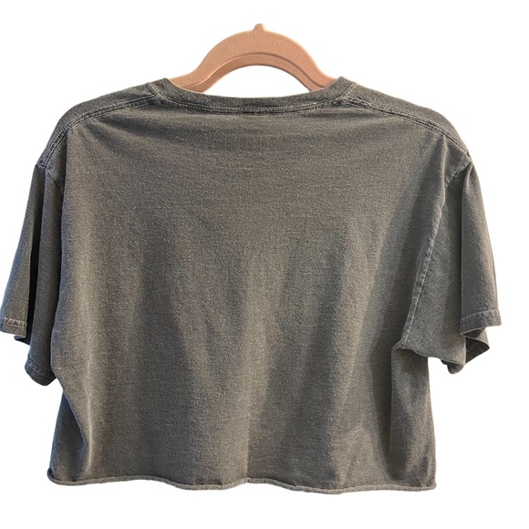 Crop Top distressed looking grey/roses S/M - Picture 2 of 5